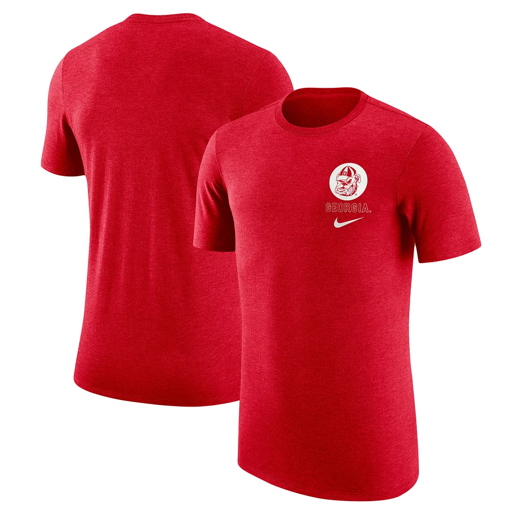 T-shirt rétro tri-mélange Nike rouge Georgia Bulldogs pour homme