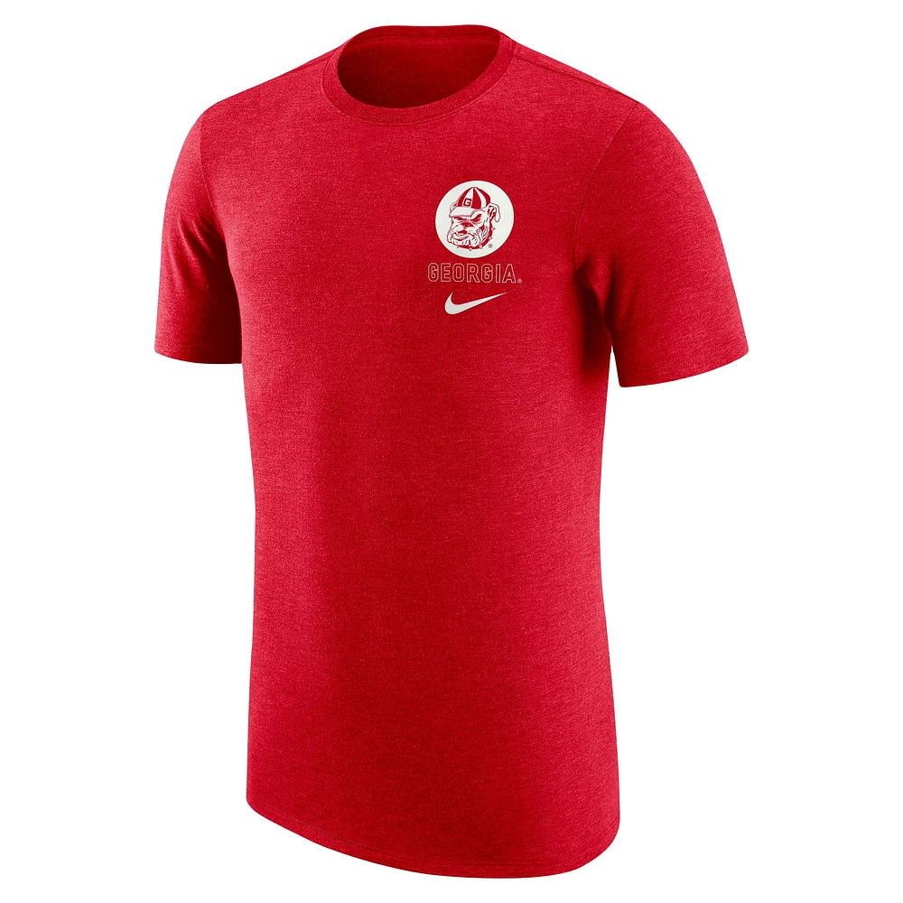 T-shirt rétro tri-mélange Nike rouge Georgia Bulldogs pour homme