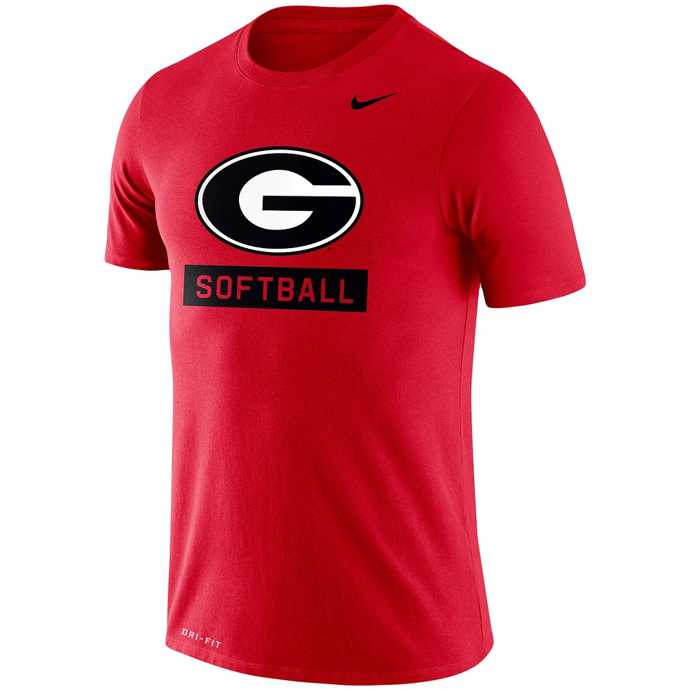 Men's Nike Red Georgia Bulldogs Softball Drop Legend Slim Fit Performance T-Shirt