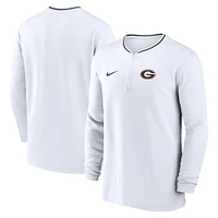 Men's Nike White Georgia Bulldogs 2024 Sideline Coach Performance Half-Zip Long Sleeve Top