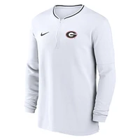 Men's Nike White Georgia Bulldogs 2024 Sideline Coach Performance Half-Zip Long Sleeve Top