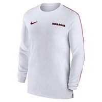 T-shirt à manches longues Nike blanc Georgia Bulldogs 2024 Sideline Coach UV Performance pour homme