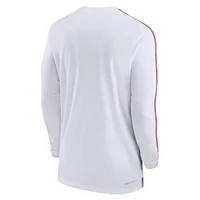 T-shirt à manches longues Nike blanc Georgia Bulldogs 2024 Sideline Coach UV Performance pour homme