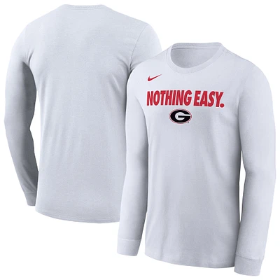 T-shirt à manches longues Nike Georgia Bulldogs 2025 On-Court Bench pour homme Blanc