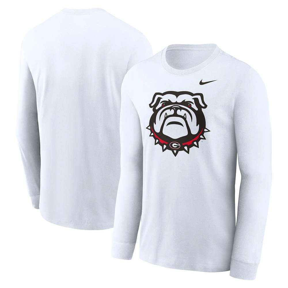 T-shirt à manches longues avec logo alternatif des Georgia Bulldogs Nike blanc pour homme