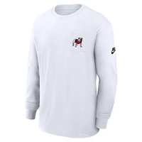 Men's Nike White Georgia Bulldogs Legacy Max90 Pocket Long Sleeve T-Shirt