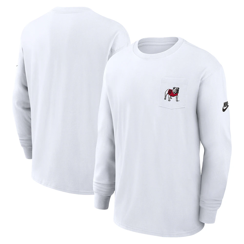 Men's Nike White Georgia Bulldogs Legacy Max90 Pocket Long Sleeve T-Shirt