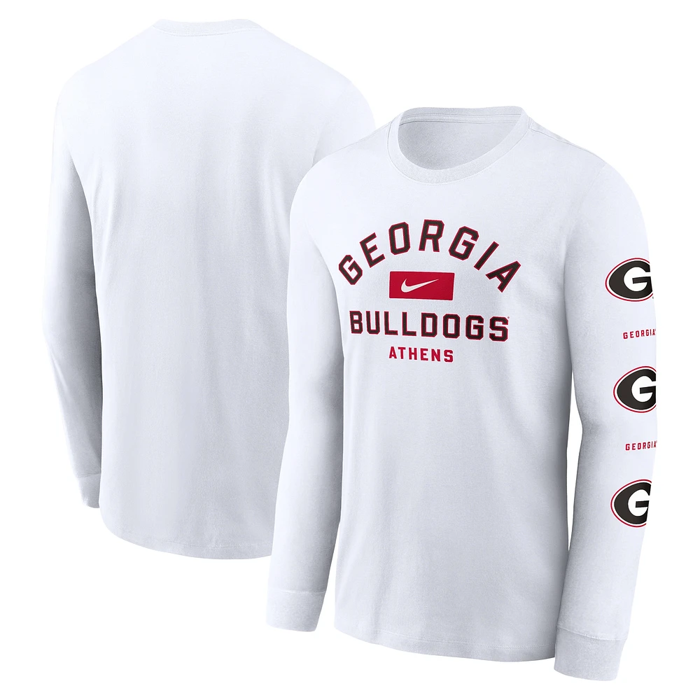 T-shirt à manches longues Nike Georgia Bulldogs Primetime Classic Location pour homme, blanc