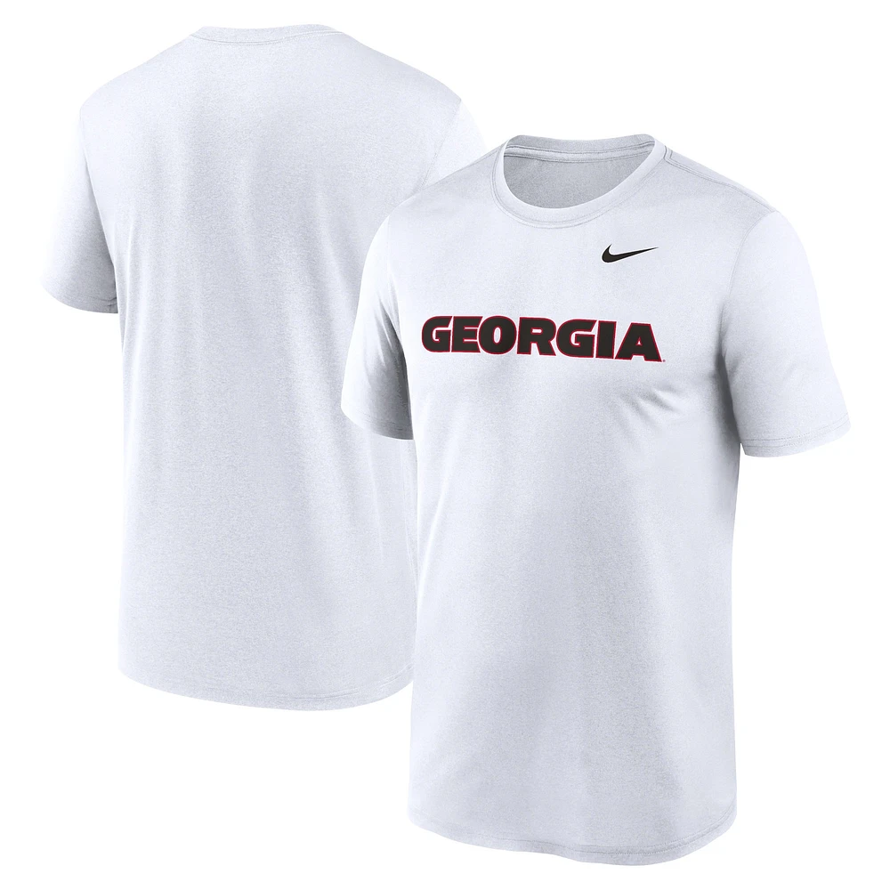 T-shirt Nike blanc pour hommes des Georgia Bulldogs Primetime Legend Wordmark