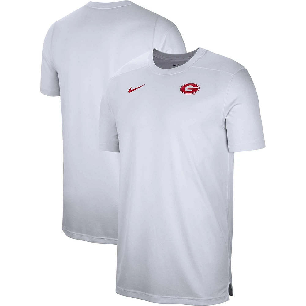 Haut de performance des entraîneurs la ligne touche Georgia Bulldogs Nike pour homme, blanc