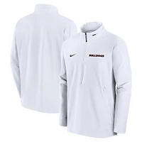 Veste Nike blanche Georgia Bulldogs Sideline Coaches à fermeture éclair quart de tour pour homme