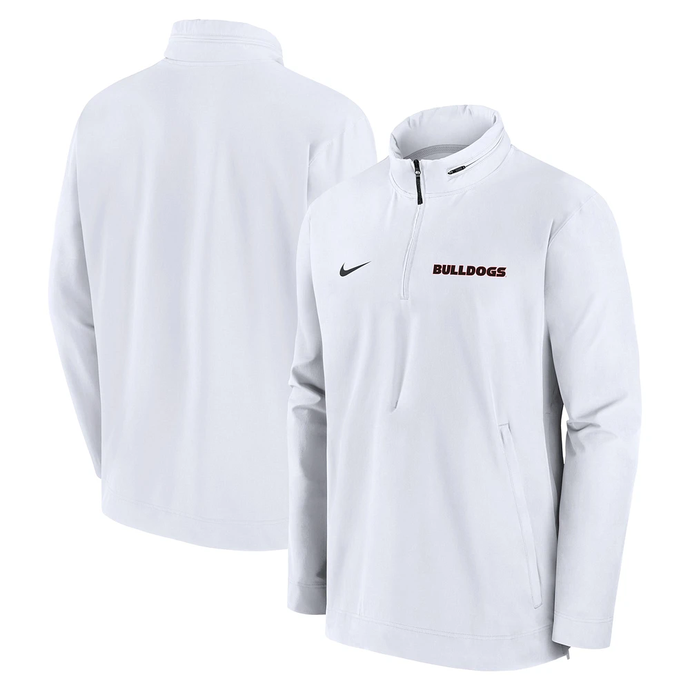 Veste Nike blanche Georgia Bulldogs Sideline Coaches à fermeture éclair quart de tour pour homme