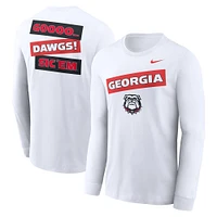 T-shirt à manches longues Nike Georgia Bulldogs Two-Hit Classic Location pour homme, blanc