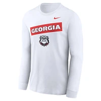 T-shirt à manches longues Nike Georgia Bulldogs Two-Hit Classic Location pour homme, blanc