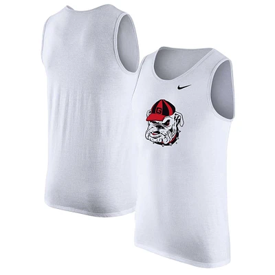 Men's Nike White Georgia Bulldogs Vintage Logo Performance Tank Top