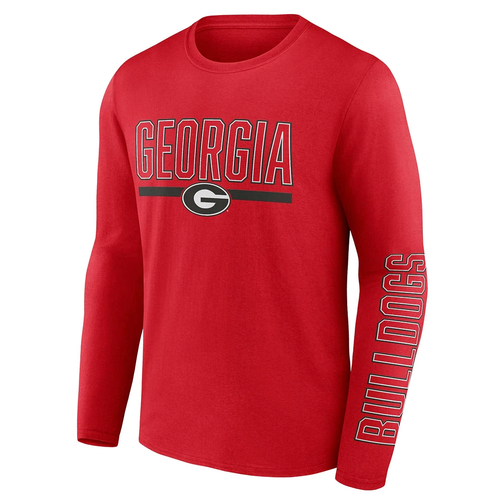 Men's Profile Red Georgia Bulldogs Big & Tall Two-Hit Graphic Long Sleeve T-Shirt