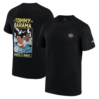 T-shirt Tommy Bahama pour hommes, Bulldogs de Géorgie noirs sauvés par la vague