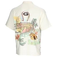 Men's Tommy Bahama Cream Georgia Bulldogs Paradise Fly Ball Camp Button-Up Shirt