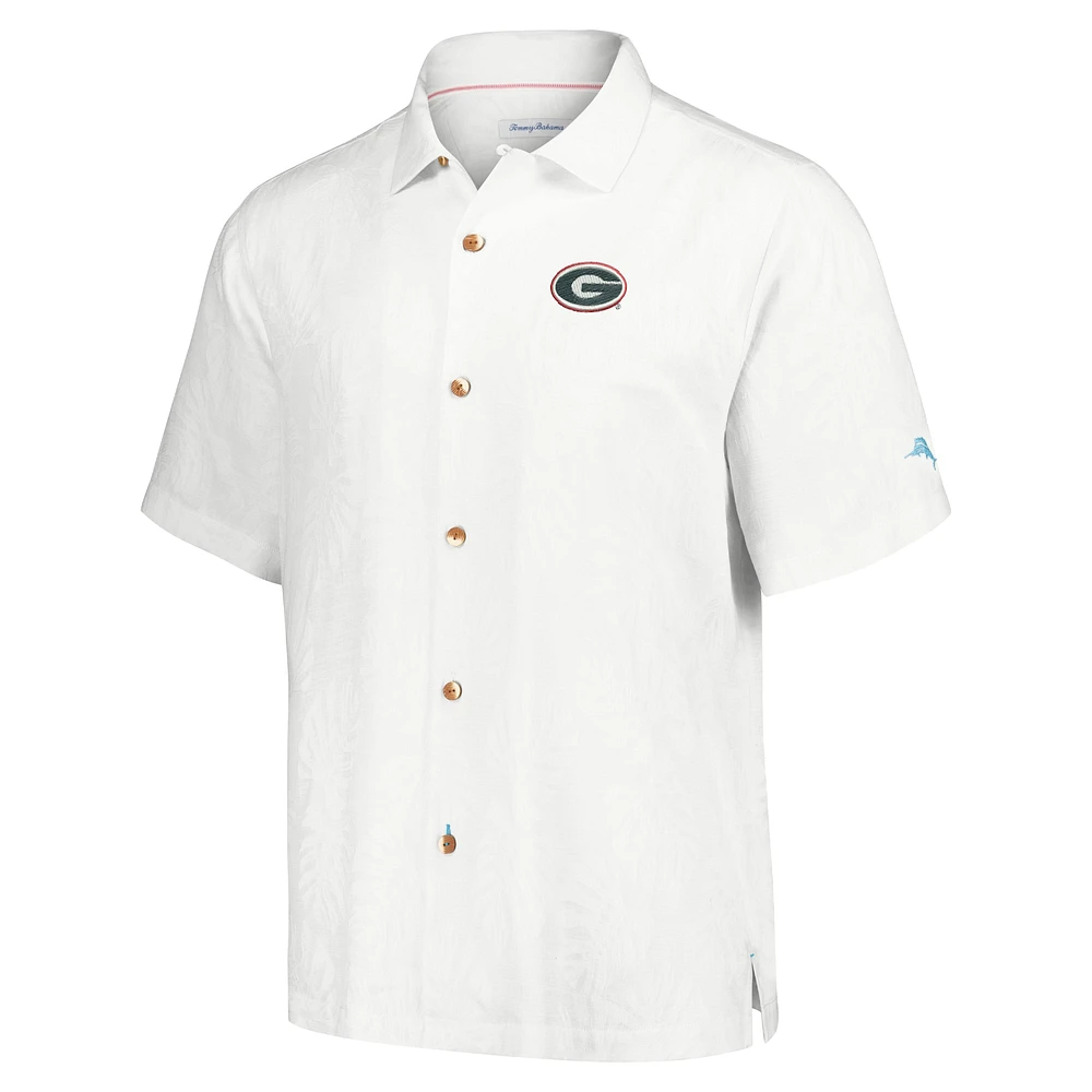 Chemise boutonnée Tommy Bahama blanche Georgia Bulldogs Castaway Game Camp pour hommes