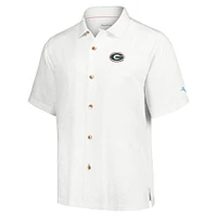 Chemise boutonnée Tommy Bahama blanche Georgia Bulldogs Castaway Game Camp pour hommes