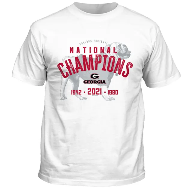 Georgia Bulldogs 3-Time Football National Champions Sketch T-Shirt - White