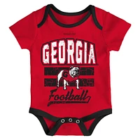 Newborn & Infant Mitchell Ness Red Georgia Bulldogs 3-Pack Bodysuit, Bib and Bootie Set