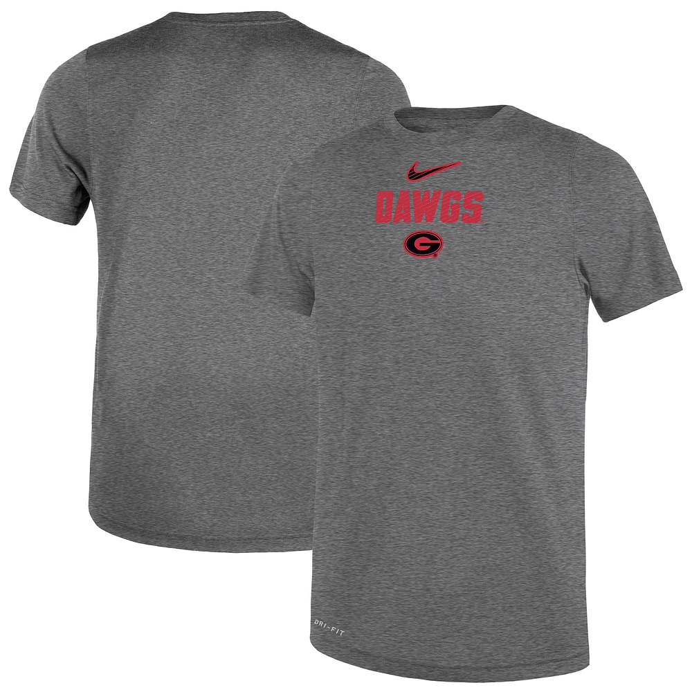 T-shirt Nike gris avec slogan Legend Georgia Bulldogs pour enfant d'âge préscolaire