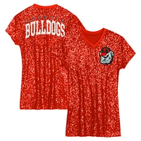 Robe à paillettes et col en V pour enfants d'âge préscolaire Red Georgia Bulldogs