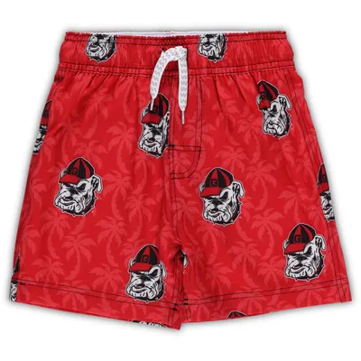 Georgia Bulldogs Wes & Willy Preschool Palm Tree Swim Shorts - Red
