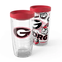 Tervis Georgia Bulldogs, paquet de 2, 16 oz. Ensemble de gobelets concurrents et emblèmes