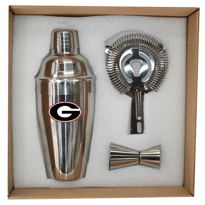 The Memory Company Georgia Bulldogs Stainless Steel Shaker, Strainer & Jigger Set