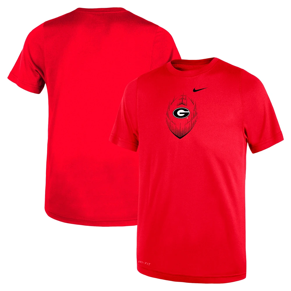 T-shirt de performance football Nike rouge Georgia Bulldogs Legend pour tout-petit