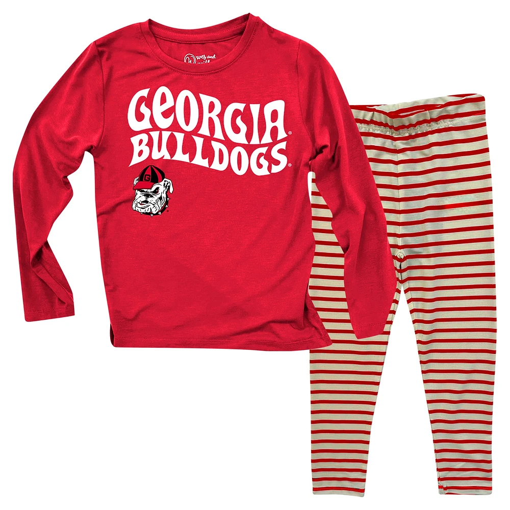 Toddler Wes & Willy  Georgia Bulldogs Long Sleeve Top and Striped Leggings Set