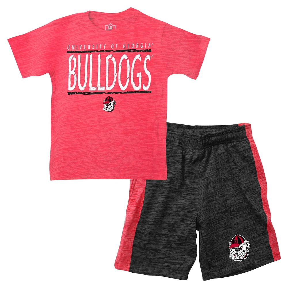 Ensemble t-shirt et short rouge Georgia Bulldogs/noir pour tout-petits Wes & Willy