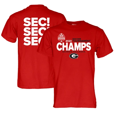 Unisex Blue 84  Red Georgia Bulldogs 2023 SEC Women's Soccer Conference Tournament Champions Locker Room T-Shirt