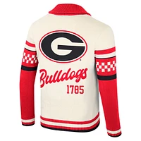 Pull jacquard boutonné unisexe Colosseum Cream Georgia Bulldogs Wild Collective