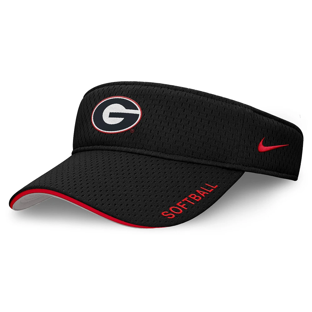 Unisex Nike Black Georgia Bulldogs 2025 Dugout Softball Ace Performance Adjustable Visor