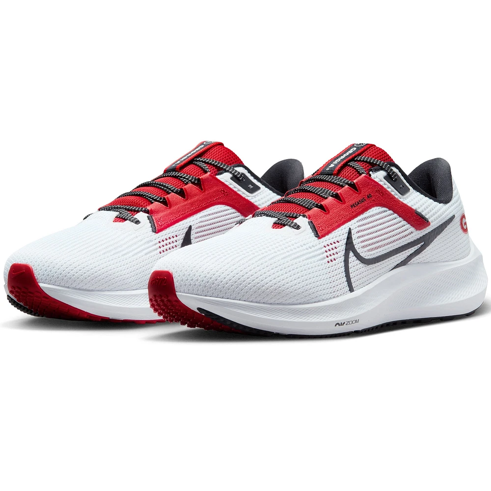 Chaussure de course unisexe Nike Georgia Bulldogs Zoom Pegasus 40 Blanc