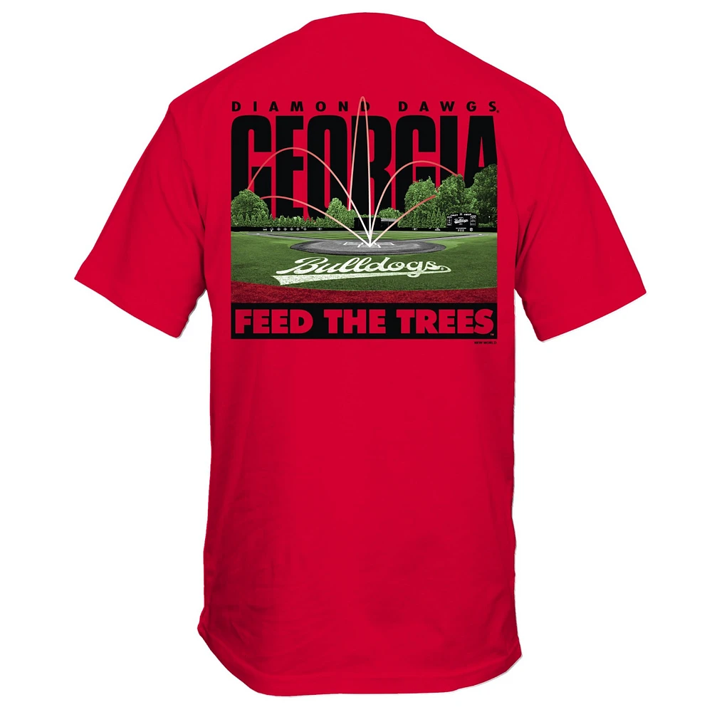 T-shirt de baseball unisexe rouge des Georgia Bulldogs « Nourrir les arbres »