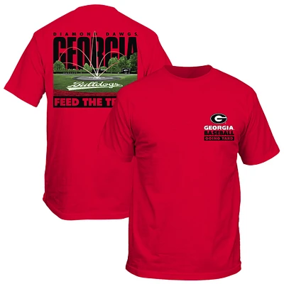 T-shirt de baseball unisexe rouge des Georgia Bulldogs « Nourrir les arbres »