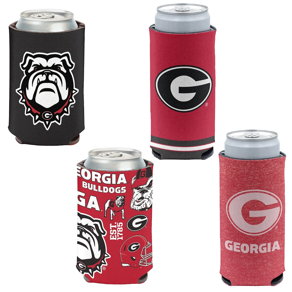 WinCraft Georgia Bulldogs Slim et 12 oz. Ensemble de 4 refroidisseurs de canettes