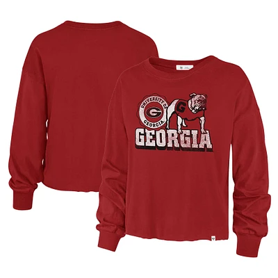 T-shirt à manches longues et taille haute pour femmes '47 Red Georgia Bulldogs Bottom Line Parkway