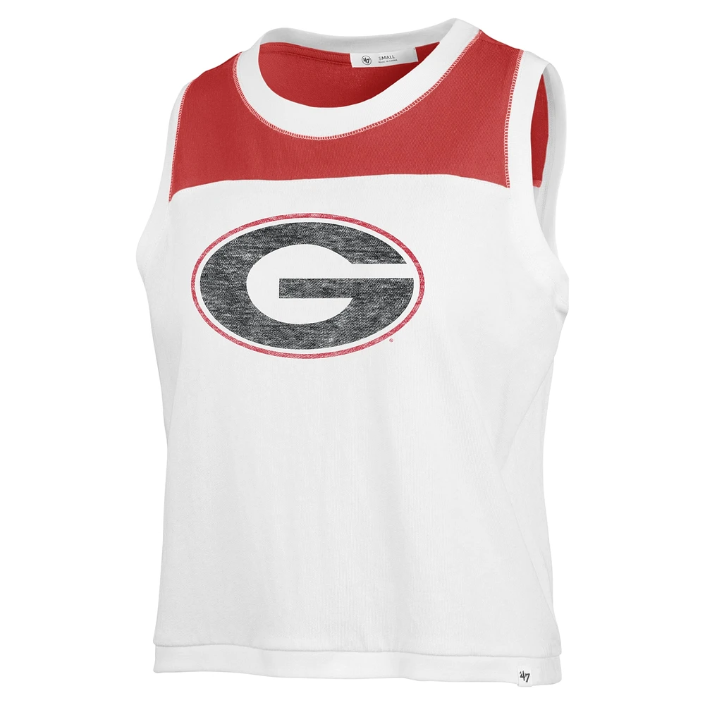 Women's '47 White Georgia Bulldogs Premier Zoey Waist Length Tank Top