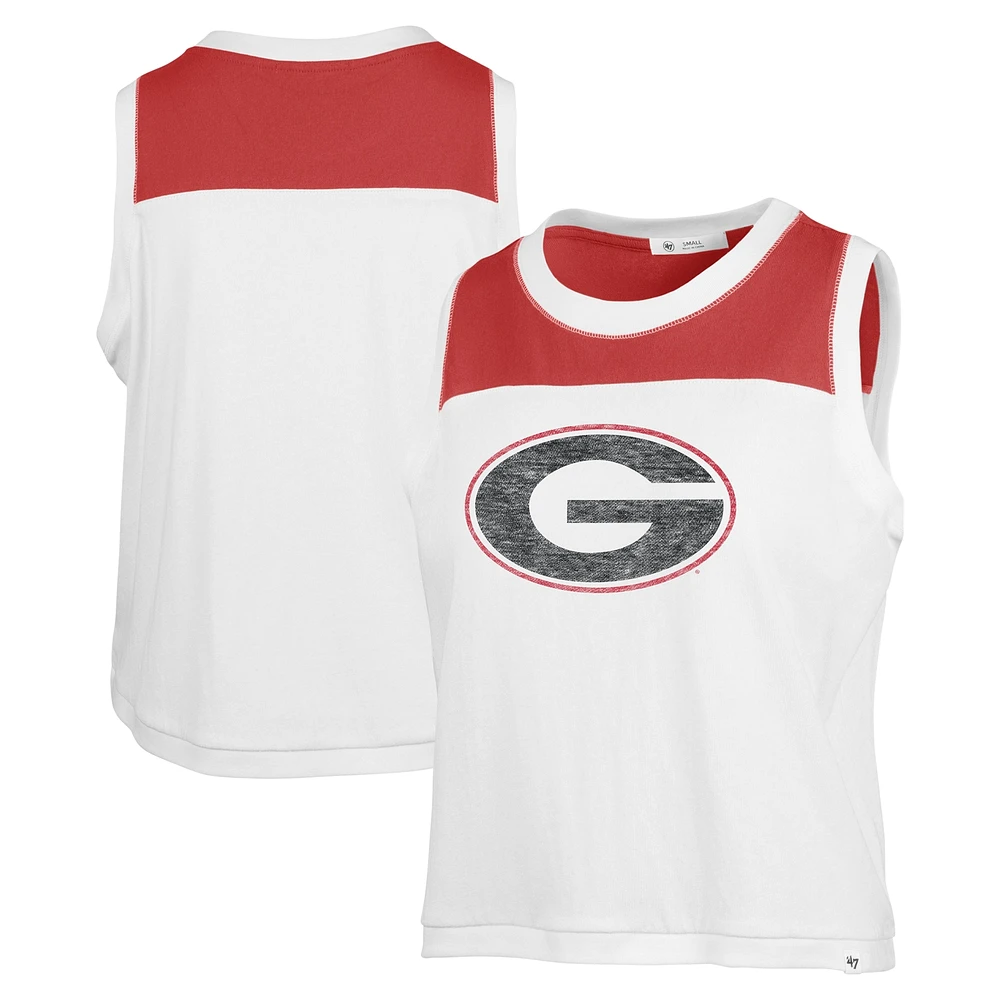 Women's '47 White Georgia Bulldogs Premier Zoey Waist Length Tank Top