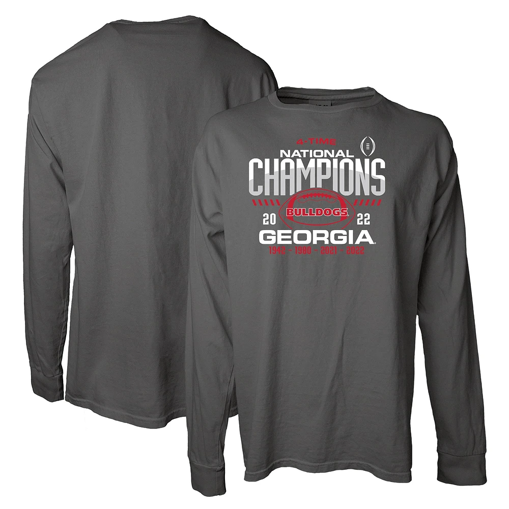 T-shirt à manches longues surteint pour femme Blue 84 Grey Georgia Bulldogs Quatre fois champions nationaux de football collégial