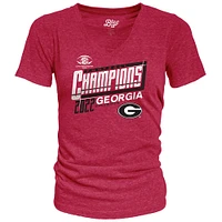 T-shirt à encolure en V pour femmes Blue 84 Red Georgia Bulldogs 2022 SEC Football Conference Champions Locker Room