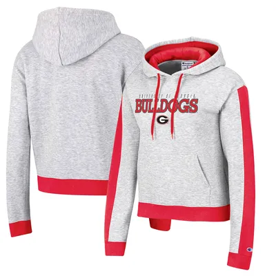 Georgia Bulldogs Champion Women's Tri-Blend Boxy Cropped Pullover Hoodie - Heathered Gray