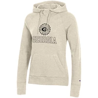 Sweat à capuche Champion Heathered Oatmeal Georgia Bulldogs College Seal pour femme