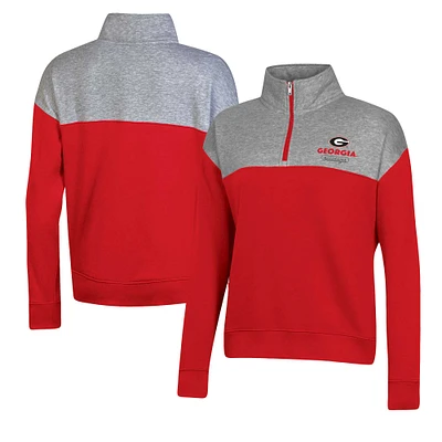 Women's Champion  Red Georgia Bulldogs Color-Blocked Quarter-Zip Sweatshirt