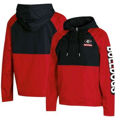 Women's Champion Red Georgia Bulldogs Colorblocked Packable Raglan Half-Zip Hoodie Jacket